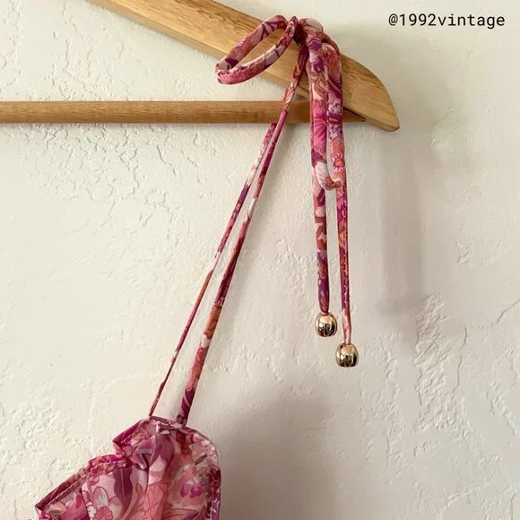 NWT SWEETPOT Marian Midi Dress Pink Floral Chiffon  | Size 4 - Picture 4 of 7